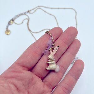 Betsey Johnson Rhinestone Bunny & Snowflake Necklace